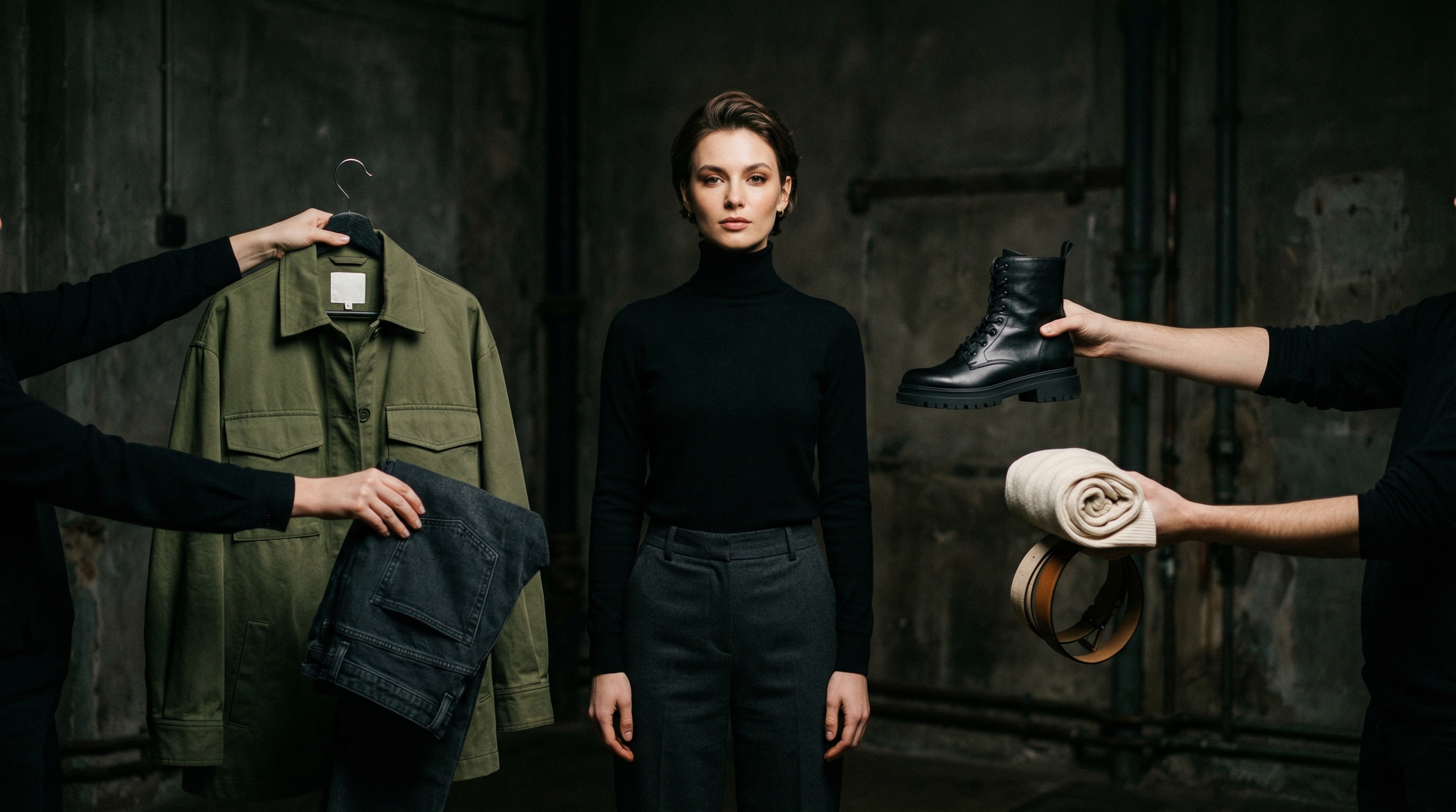 Model standing center